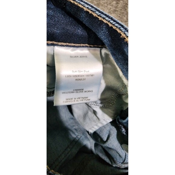 Silver Jeans Woman's Size W26xL31 Suki Slim Boot Cut Blue Denim Low Rise Med - Picture 8 of 8